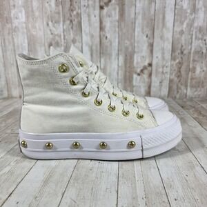 Converse All Star Platform Studded High Top Sneakers Women's Size 6 Gold Accents